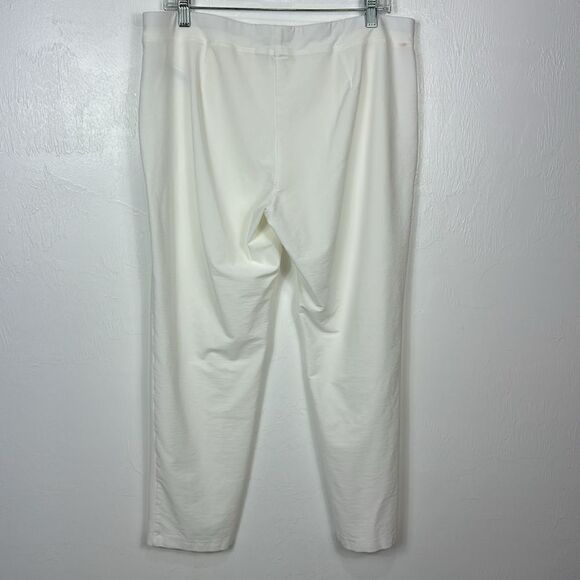 Eileen Fisher Off White Washable Stretch-Crepe Slim Fit Pants Size L - Picture 3 of 9